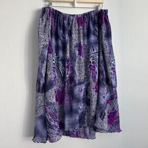Maggie Barnes Skirt 4X 30/32 Purple Crinkle Mixed Media Artsy Flowy Sheer
